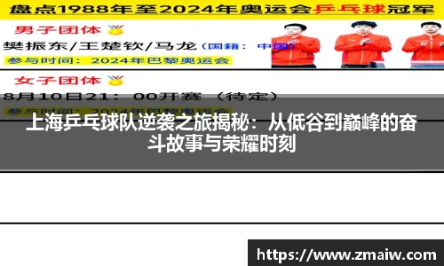 上海乒乓球队逆袭之旅揭秘：从低谷到巅峰的奋斗故事与荣耀时刻
